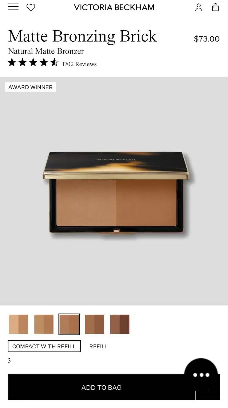 Victoria Beckham Beauty Matte Bronzing Brick - 03 Sand/Sol. NIB. MSRP $73!